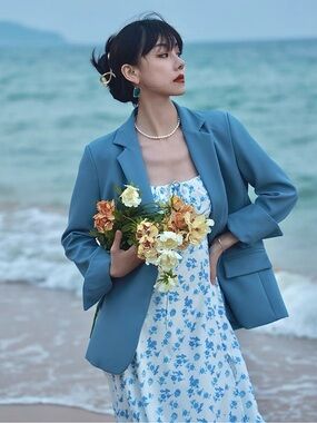 Tailored Dusty Blue Women's Blazer